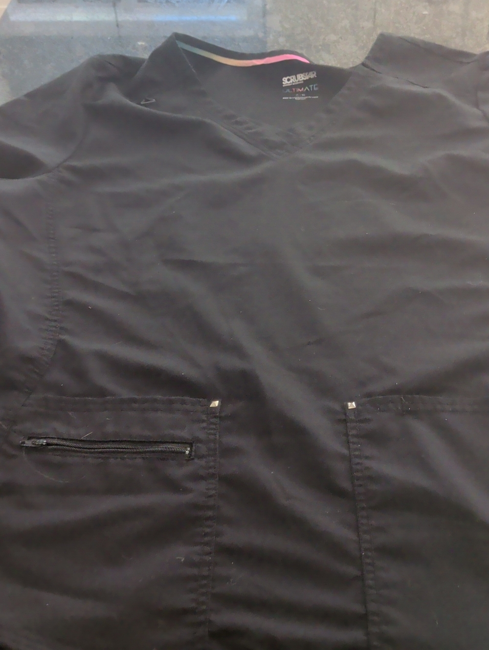 Scrubstar Ultimate Antimicrobial Welt Pocket V-Neck Scrub Top Black XL